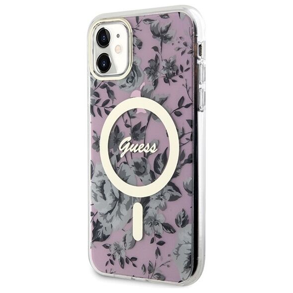Guess case for iPhone 11 / Xr 6.1&quot; GUHMN61HCFWSP pink hardcase Flower MagSafe 3666339126711