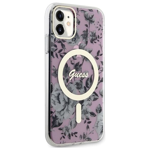 Guess case for iPhone 11 / Xr 6.1&quot; GUHMN61HCFWSP pink hardcase Flower MagSafe 3666339126711
