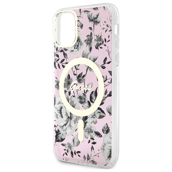 Guess case for iPhone 11 / Xr 6.1&quot; GUHMN61HCFWSP pink hardcase Flower MagSafe 3666339126711