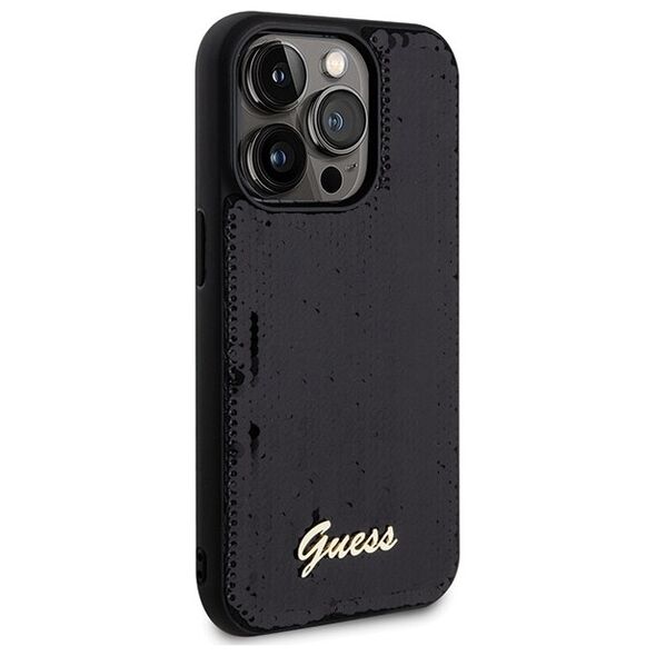 Guess case for  iPhone 13 Pro 6,1&quot; GUHCP13LPSFDGSK HC SEQUIN SCRIPT METAL BLACK 3666339172817