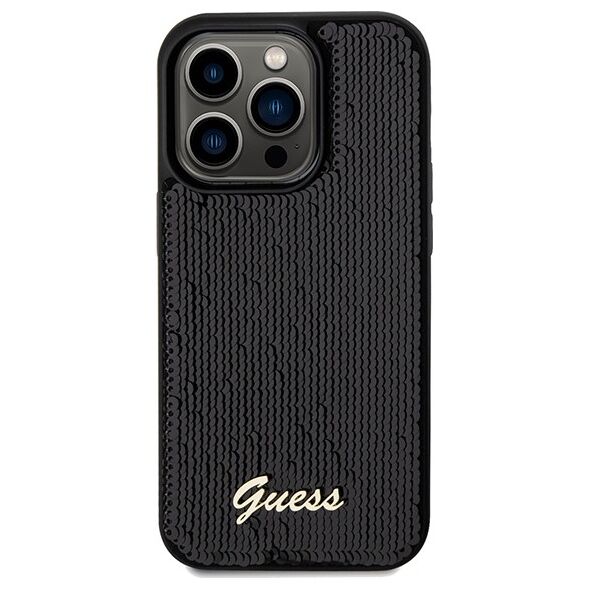 Guess case for  iPhone 14 Pro 6,1&quot; GUHCP14LPSFDGSK HC SEQUIN SCRIPT METAL BLACK 3666339172855