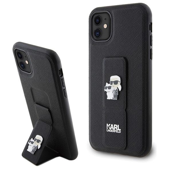 Karl Lagerfeld case for iPhone 11 KLHCN61GSAKCPK HC GRIPSTAND SAFFIANO KC PINS BLACK 3666339206772
