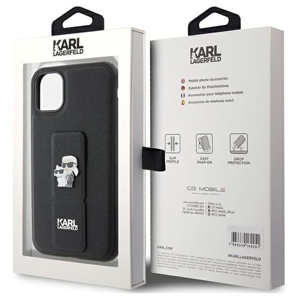 Karl Lagerfeld case for iPhone 11 KLHCN61GSAKCPK HC GRIPSTAND SAFFIANO KC PINS BLACK 3666339206772
