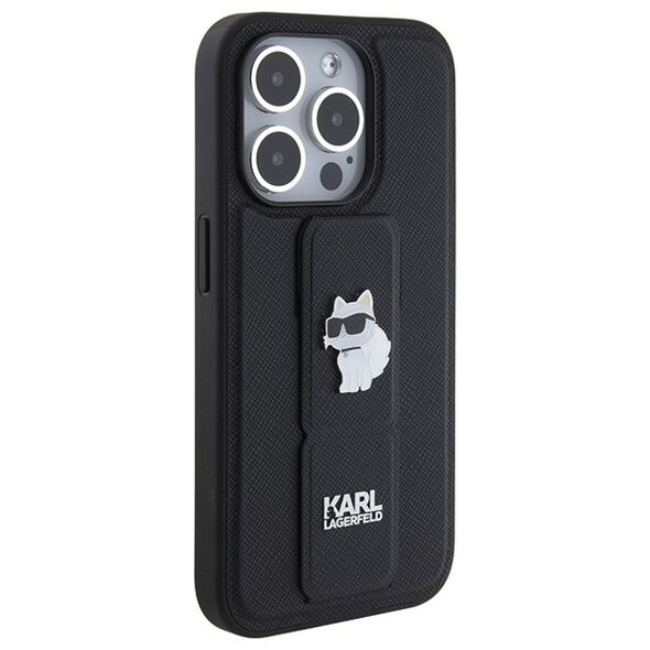 Karl Lagerfeld case for iPhone 14 Pro Max 6,7&quot; KLHCP14XGSACHPK HC GRIPSTAND SAFFIANO CHOUPETTE PINS BLACK 3666339207427