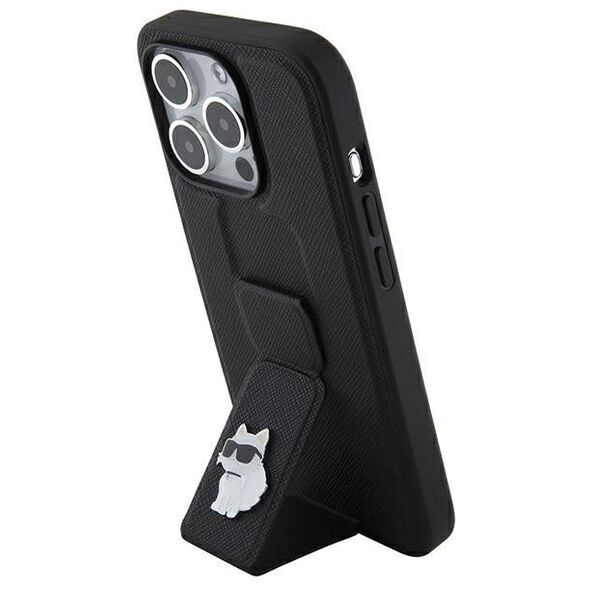 Karl Lagerfeld case for iPhone 14 Pro Max 6,7&quot; KLHCP14XGSACHPK HC GRIPSTAND SAFFIANO CHOUPETTE PINS BLACK 3666339207427