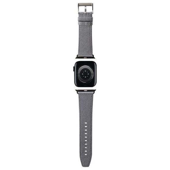 Karl Lagerfeld pasek do Apple Watch 38/40/41 mm KLAWMSAKLHPG STRAP SAFFIANO MONO SILVER 3666339127435