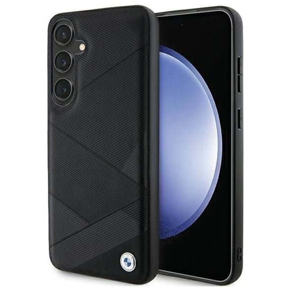 BMW case for Samsung Galaxy S24 black Signature Leather Crossing Lines Pattern 3666339242626