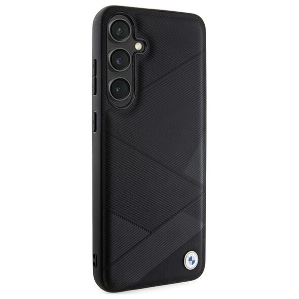 BMW case for Samsung Galaxy S24 black Signature Leather Crossing Lines Pattern 3666339242626