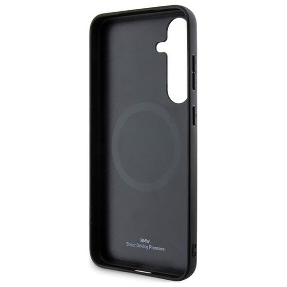 BMW case for Samsung Galaxy S24 + black Signature Leather Textured & Line MagSafe 3666339241667