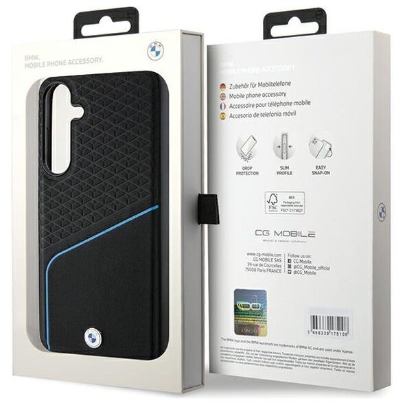 BMW case for Samsung Galaxy S24 + black Signature Leather Textured & Line MagSafe 3666339241667