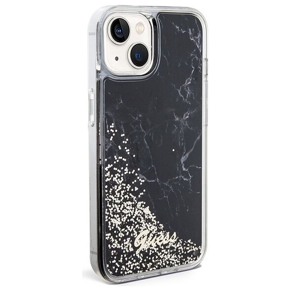 Guess case for iPhone 14 6,1&quot; GUHCP14SLCSGSGK black hard case Liquid Glitter Marble 3666339127282
