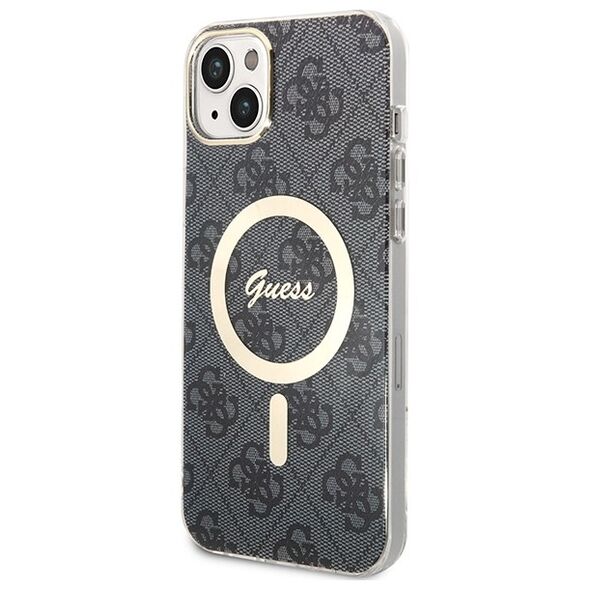 Guess set case + charger for iPhone 14 Plus 6,7&quot; GUBPP14MH4EACSK black hard case 4G Print MagSafe 3666339102821