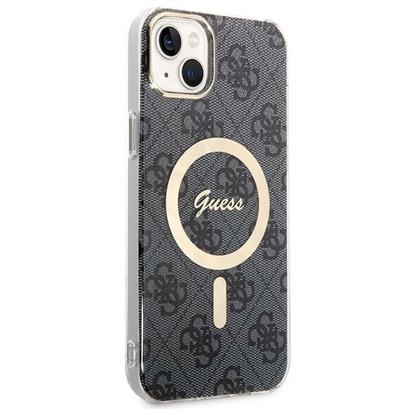 Guess set case + charger for iPhone 14 Plus 6,7&quot; GUBPP14MH4EACSK black hard case 4G Print MagSafe 3666339102821
