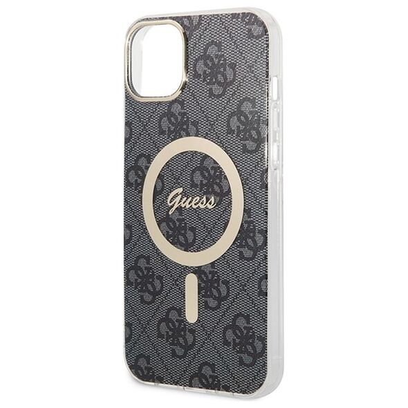 Guess set case + charger for iPhone 14 Plus 6,7&quot; GUBPP14MH4EACSK black hard case 4G Print MagSafe 3666339102821