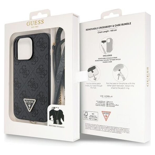 Guess case for iPhone 13 Pro 6,1&quot; GUHCP13LP4TDSCPK black HC PU Leather Metal Logo Strass Crossbody 3666339146740