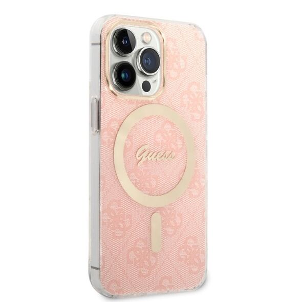 Guess set case + charger for iPhone 13 Pro 6,1&quot; GUBPP13LH4EACSP pink hard case 4G Print MagSafe 3666339103026