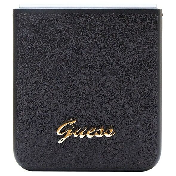 Guess case for Samsung Z Flip5 GUHCZF5HGGSHK black PU/TPU Glitter Script 3666339173951