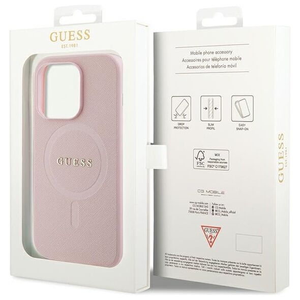 Guess case for iPhone 13 Pro Max 6,7&quot; GUHMP13XPSAHMCP pink Saffiano Magsafe 3666339156138