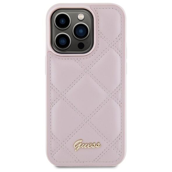 Guess case for iPhone 15 Pro Max 6,7&quot; GUHCP15XPSQSQSP pink HC PU Quilted Metal Logo 3666339149772