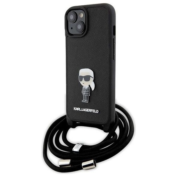Karl Lagerfeld case for iPhone 15 6,1&quot; KLHCP15SSASKNPSK black HC Saffiano Ikonik Metal Pin Monogram Crossbody 3666339165871