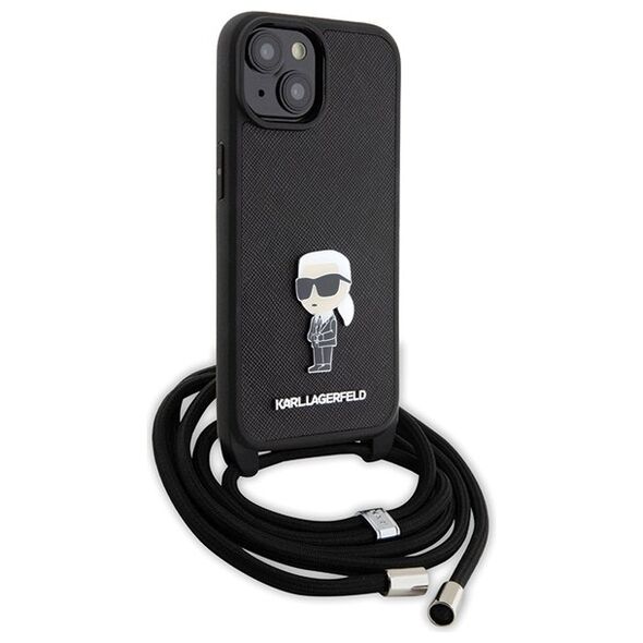 Karl Lagerfeld case for iPhone 15 6,1&quot; KLHCP15SSASKNPSK black HC Saffiano Ikonik Metal Pin Monogram Crossbody 3666339165871