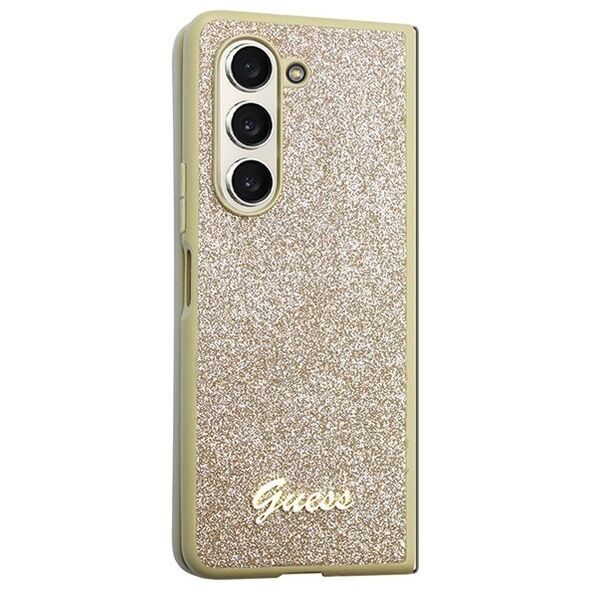 Guess case for Samsung Z Fold5 GUHCZFD5HGGSHD gold PU/TPU Glitter Script 3666339173982