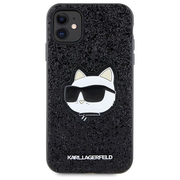 Karl Lagerfeld case for iPhone 11 / XR KLHCN61G2CPK black hardcase Glitter Choupette Patch 3666339170028