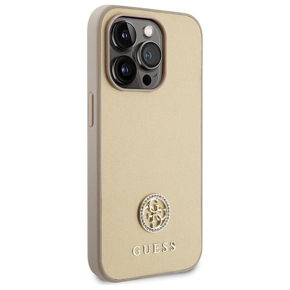 Guess case for iPhone 15 Pro 6,1&quot; GUHCP15LPS4DGPD gold HC PU 4G Metal Logo Strass 3666339151027