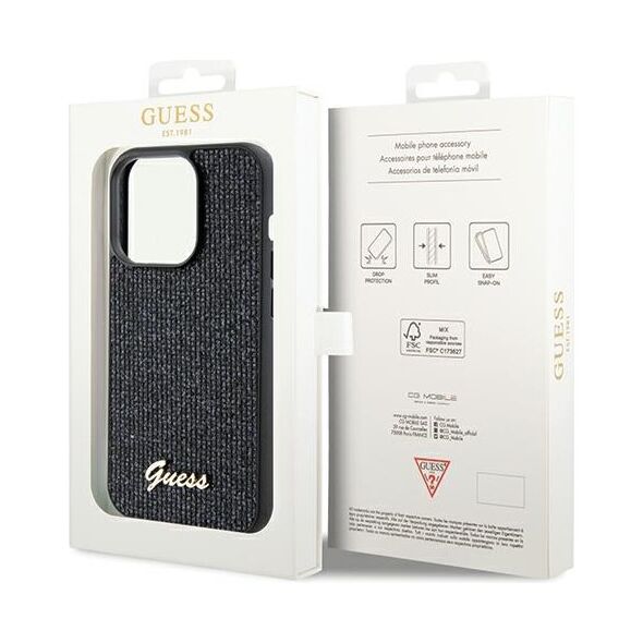 Guess case for  iPhone 14 Pro Max 6,7&quot; GUHCP14XPMSDGSK HC PU DISCO SCRIPT METAL BLACK 3666339173425