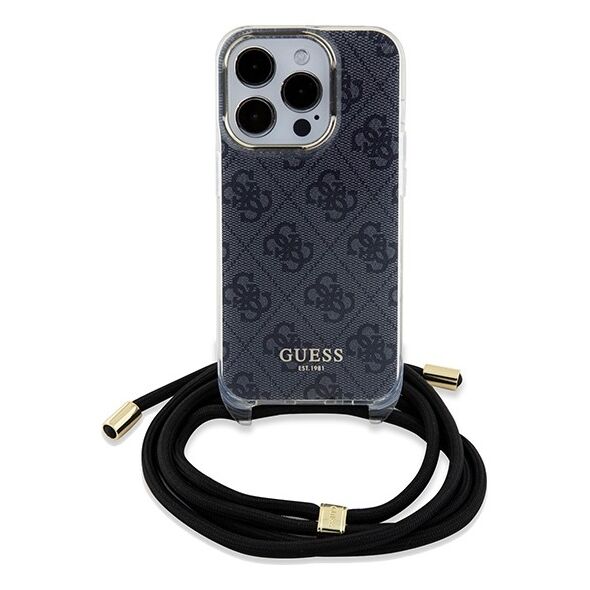Guess case for  iPhone 15 Pro Max 6,7&quot; GUHCP15SHC4SEK HC CROSSBODY CORD 4G PRINT BLACK 3666339147952