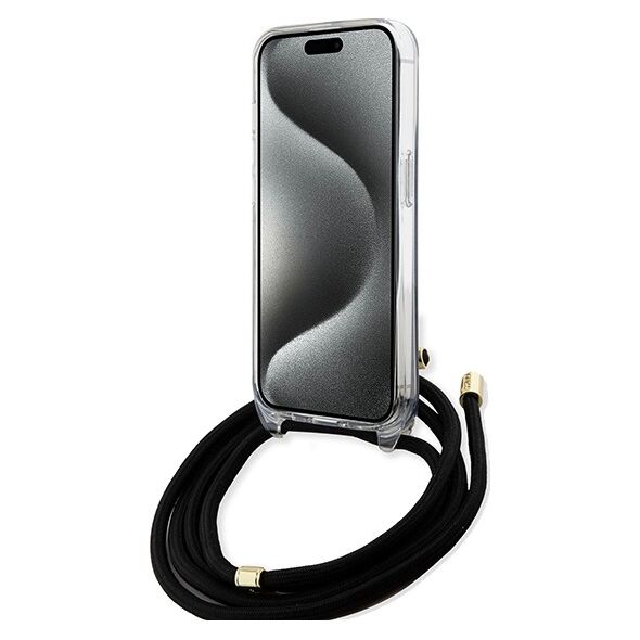 Guess case for  iPhone 15 Pro Max 6,7&quot; GUHCP15SHC4SEK HC CROSSBODY CORD 4G PRINT BLACK 3666339147952
