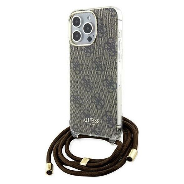 Guess case for  iPhone 15 Pro Max 6,7&quot; GUHCP15XHC4SEW HC CROSSBODY CORD 4G PRINT BROWN 3666339148096