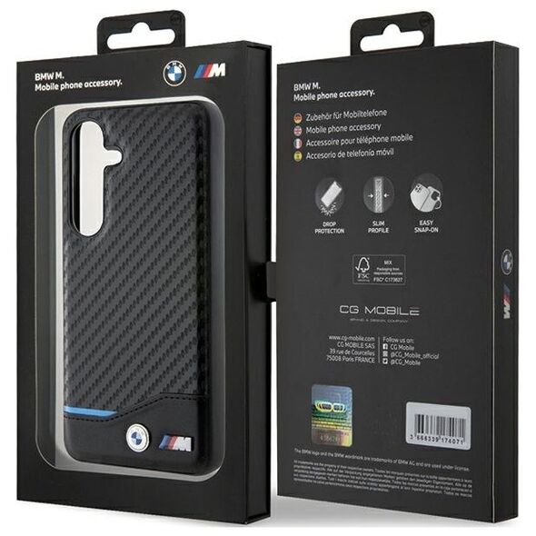 BMW case for Samsung Galaxy S24 black Leather Carbon 3666339242657