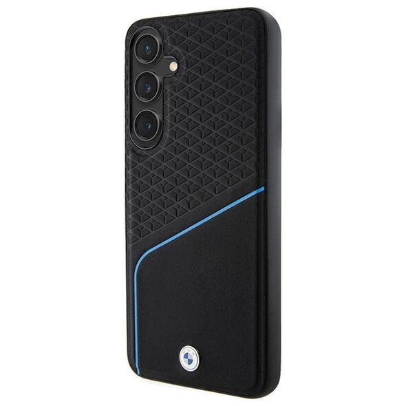 BMW case for Samsung Galaxy S24 black Signature Leather Textured & Line MagSafe 3666339241636