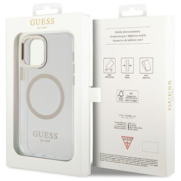 Guess case for iPhone 12 / 12 Pro 6,1&quot; GUHMP12MHTRMD gold HC MAGSAFE METAL OUTLINE 3666339169923