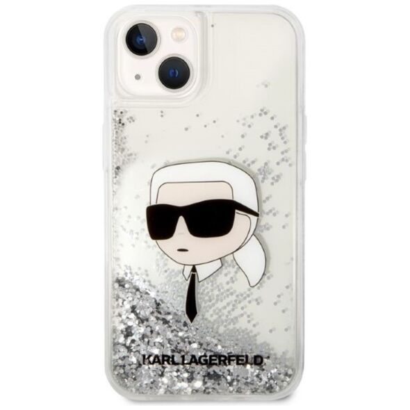 Karl Lagerfeld case for iPhone 14 Pro 6,1&quot; KLHCP14LLNKHCH silver hardcase Liquid Glitter NFT Karl's Head 3666339086862