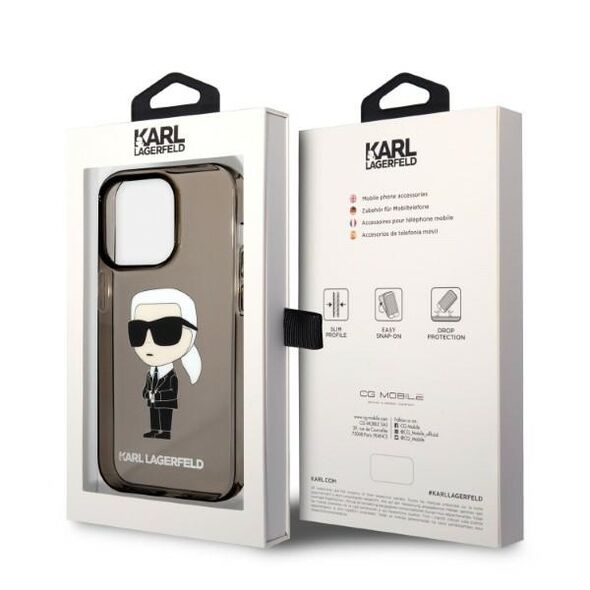 Karl Lagerfeld case for iPhone 14 Pro 6,1&quot; KLHCP14LHNIKTCK black hardcase Ikonik Karl Lagerfeld 3666339087067