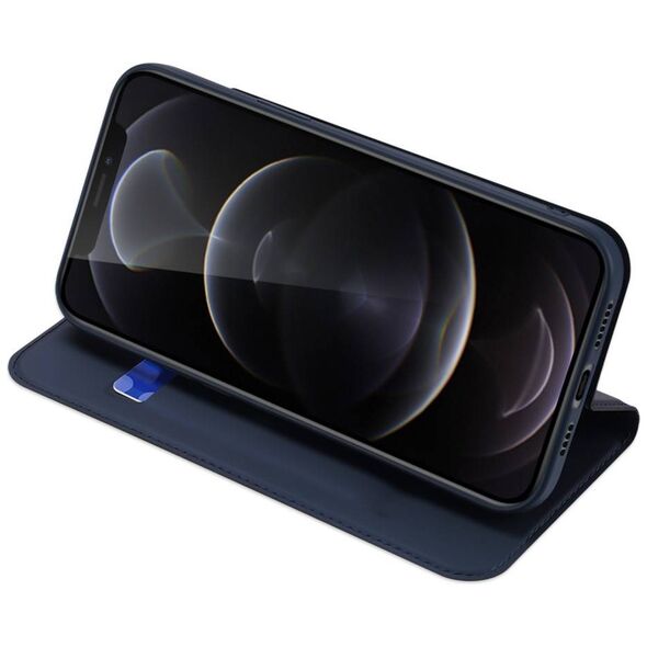 Case IPHONE 13 PRO MAX with a flip Dux Ducis Skin Leather navy blue 6934913047019