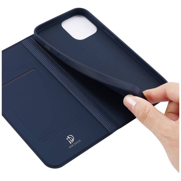Case IPHONE 13 PRO MAX with a flip Dux Ducis Skin Leather navy blue 6934913047019