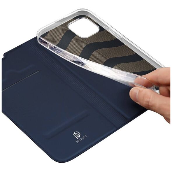 Case IPHONE 14 PLUS with a Flip Dux Ducis Skin Leather navy blue 6934913035085