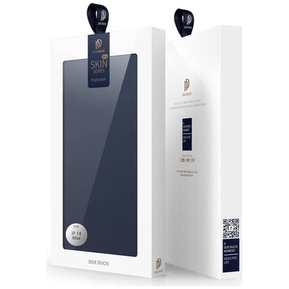 Case IPHONE 14 PLUS with a Flip Dux Ducis Skin Leather navy blue 6934913035085