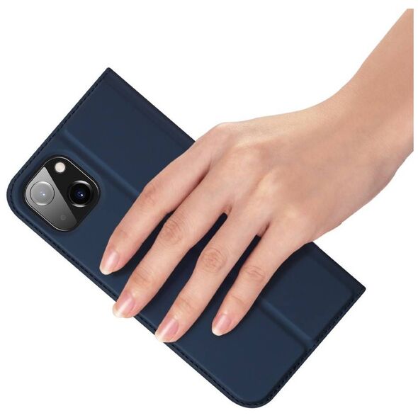 Case IPHONE 14 PLUS with a Flip Dux Ducis Skin Leather navy blue 6934913035085