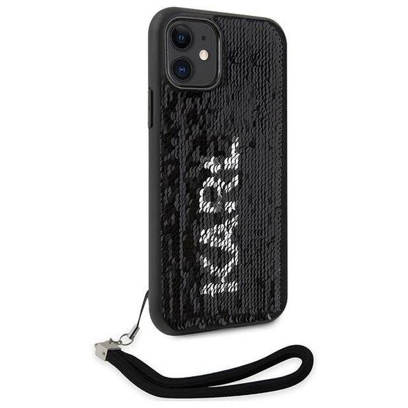 Original Case IPHONE 11 Karl Lagerfeld Hardcase Sequins Cord (KLHCN61PSQRKS) silver 3666339128029