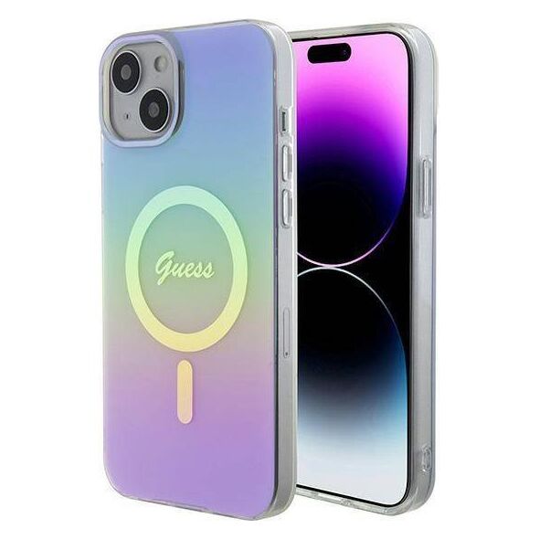 Original Case APPLE IPHONE 15 Guess Hardcase IML Iridescent MagSafe (GUHMP15SHITSU) purple 3666339154783