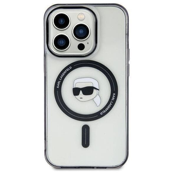 Original Case APPLE IPHONE 15 PLUS Karl Lagerfeld Hardcase IML Karl`s Head MagSafe (KLHMP15MHKHNOTK) transparent 3666339161927
