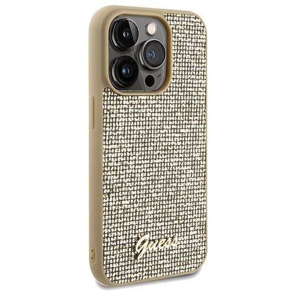 Original Case IPHONE 14 PRO Guess Hardcase Disco Metal Script (GUHCP14LPMSDGSD) gold 3666339173555