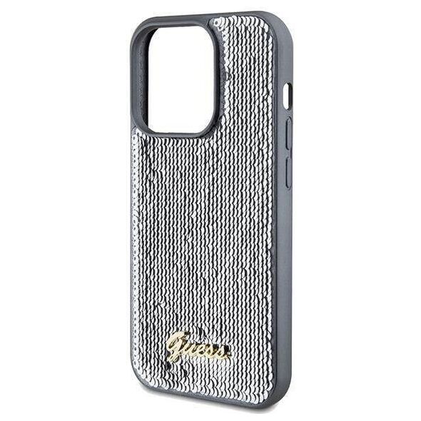 Original Case IPHONE 14 PRO Guess Hardcase Sequin Script Metal (GUHCP14LPSFDGSS) silver 3666339173135