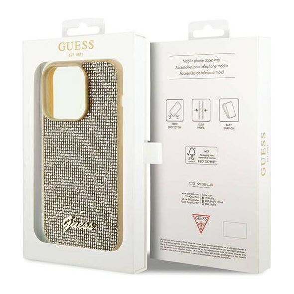 Original Case IPHONE 14 PRO MAX Guess Hardcase Disco Metal Script (GUHCP14XPMSDGSD) gold 3666339173562
