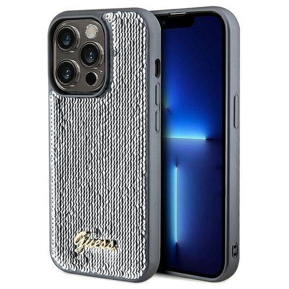 Original Case IPHONE 14 PRO MAX Guess Hardcase Sequin Script Metal (GUHCP14XPSFDGSS) silver 3666339173142