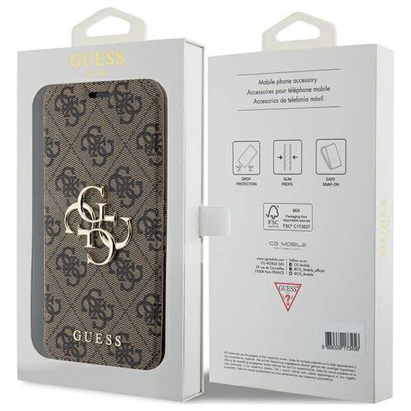 Original Case APPLE IPHONE 15 PRO Guess Book 4G Metal Gold Logo (GUBKP15L4GMGBR) brown 3666339194444